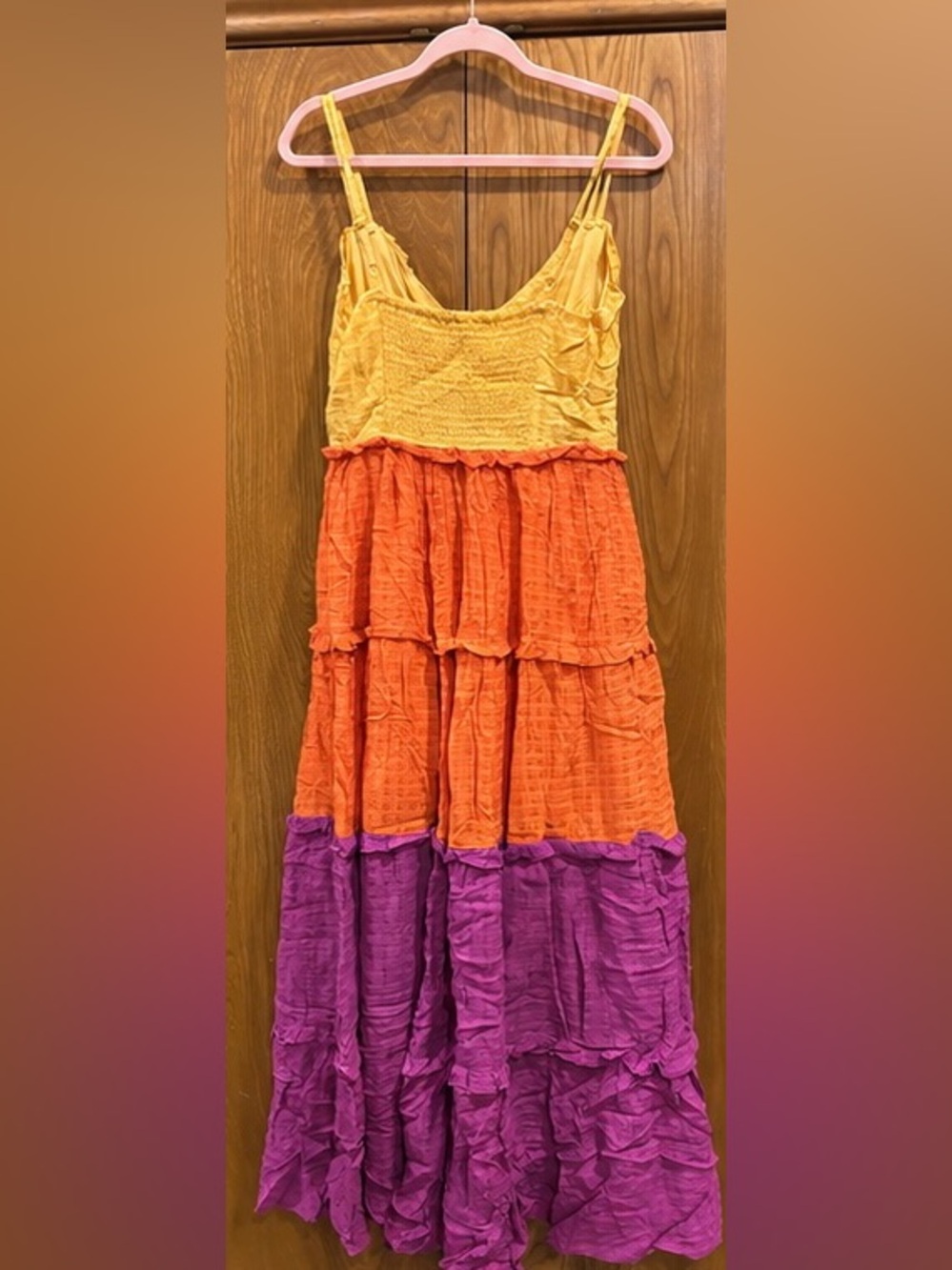NWT French Connection Adita Tiered Maxi Dress Colorblock Boho Size 6